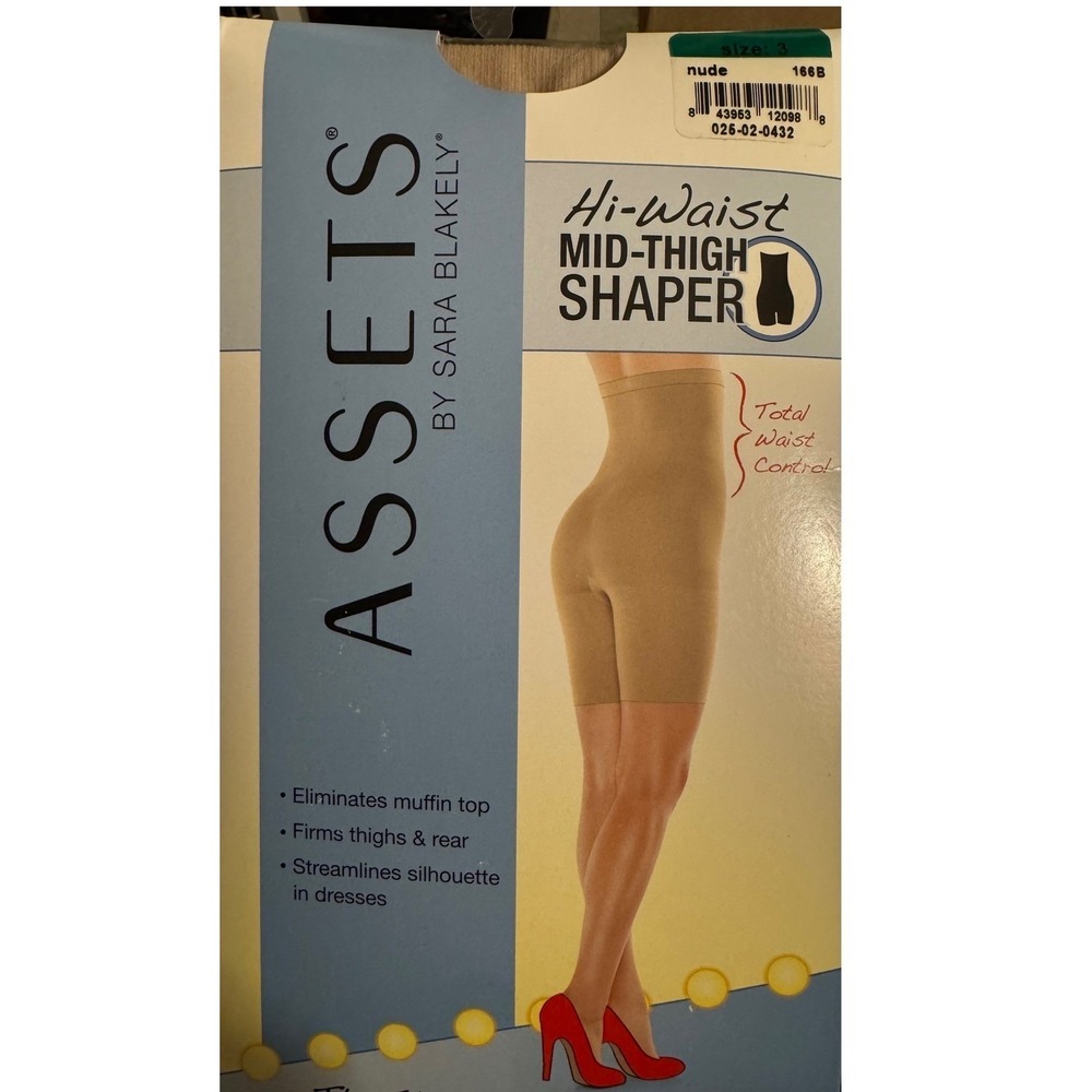 Assets Womens Mid-Thigh Shaper Size 3 Nude Hi-Waist Slimming Spanx Body Shaper